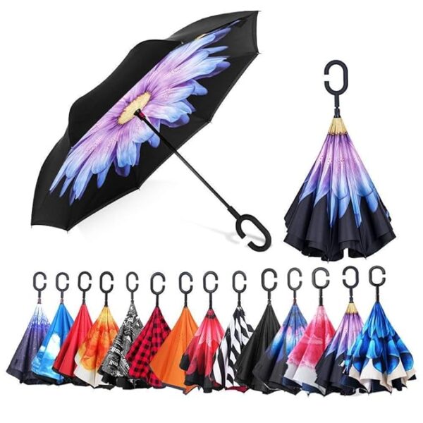 PRINT C-HANDLE FLOWER UMBRELLA