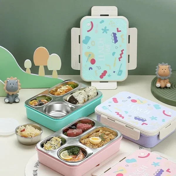 STAINLESS STEEL LUNCH BOX(4 IN 1) PRINTED