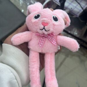 Pink bunny plush keychain