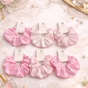 Pink Satin Hair Scrunchies