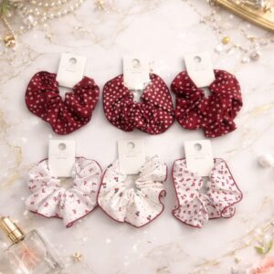 Hair Scrunchies Red & White