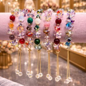 Anti Tarnish Crystal Beaded Bracelet with Tassel
