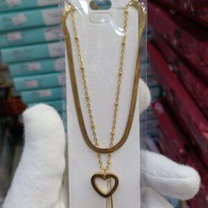 Double Layer Anti Tarnish Open Heart Pendant