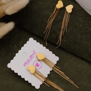 Long Dazzling Heart Earrings