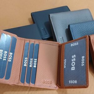 BOSS small logo print leather wallet plain