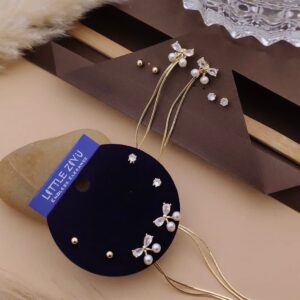 Ribbon With Pearl Earrings Set