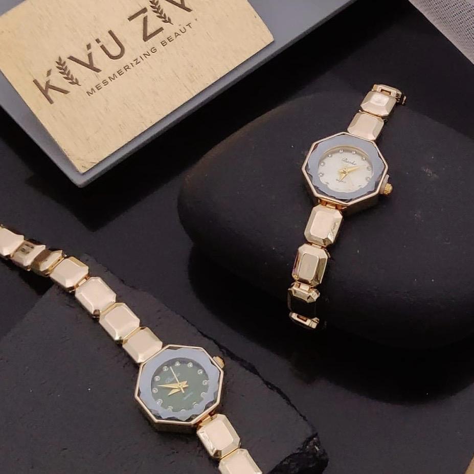 Gold-tone anti tarnish crystal bracelet watch