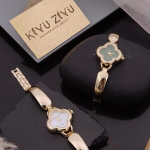 Clover shaped dial analog wrist watch