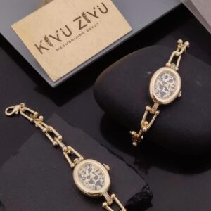 Animal print chained wrist watch