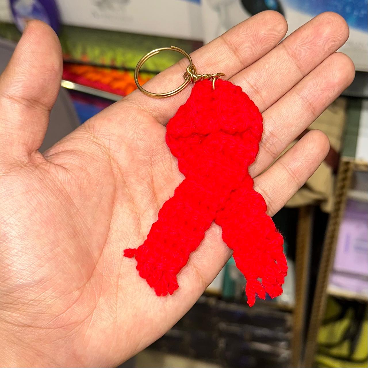 Crochet Red Scarf Keychain